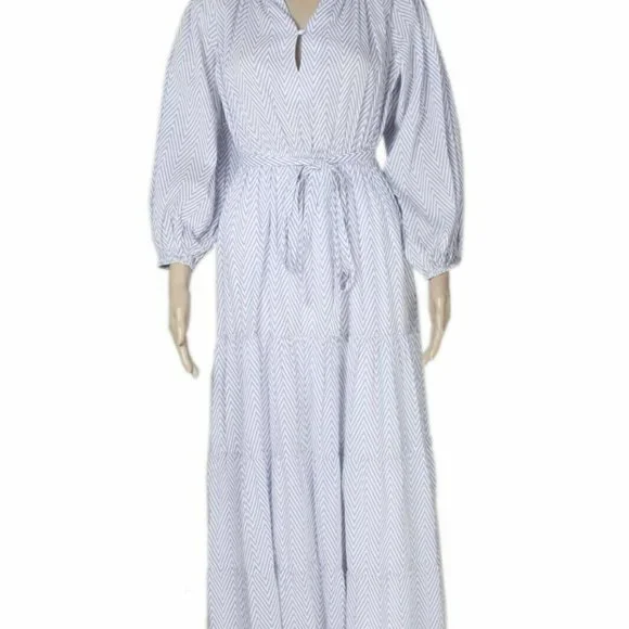 Free People | Dresses | Free People Zig Zag Printed Ruffle Ruched Long  Sleeve Casual Maxi Dress New S